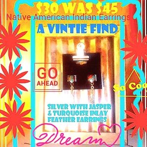 Silver Feather Earrings Native American Indian